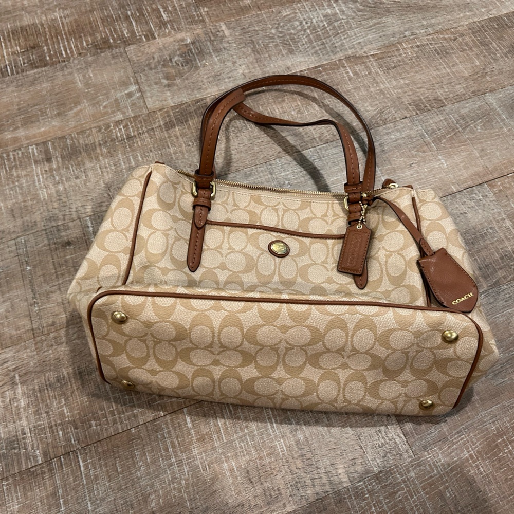 Coach Beige and Brown Signature Tote